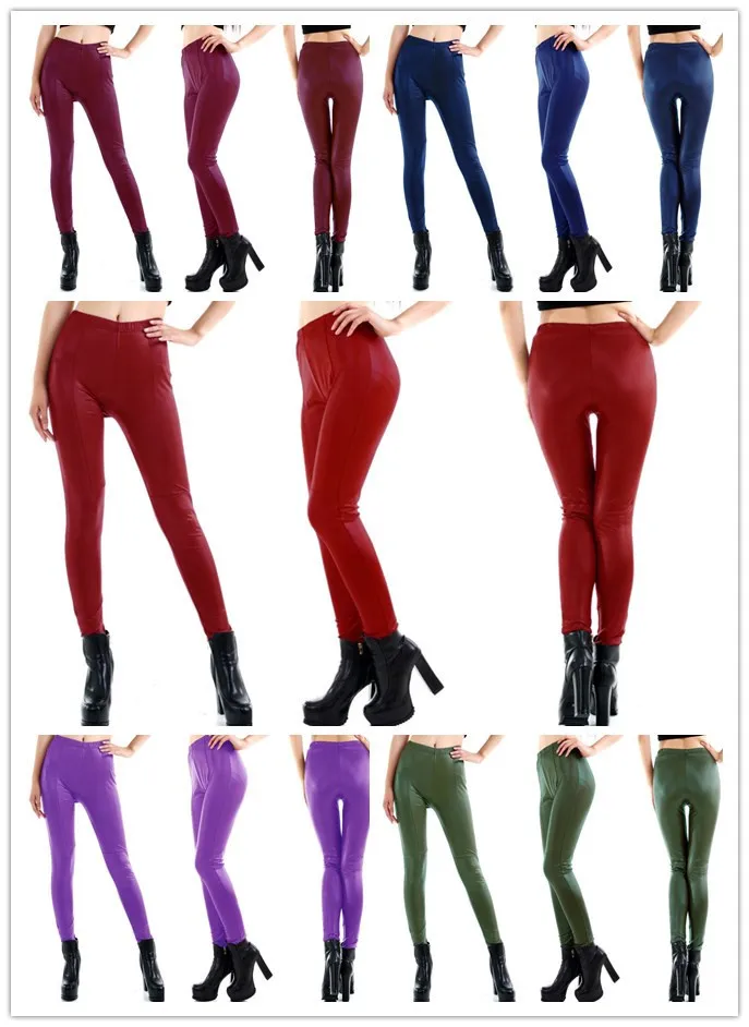 Wholesale Fashion Leather Patchwork Legging Super Repair Ankle Length