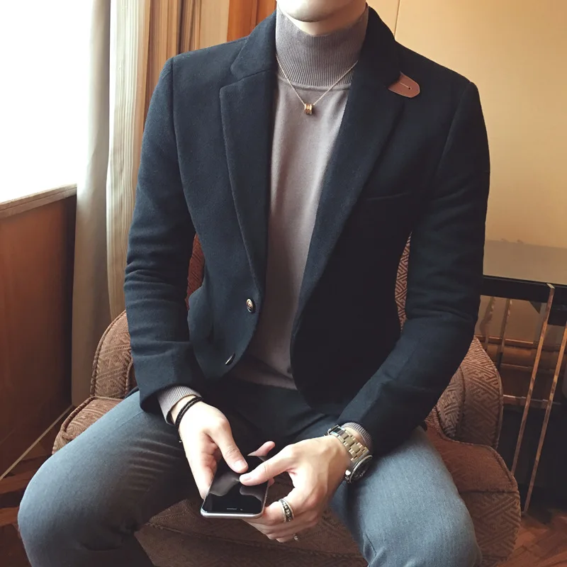 

Warm Fashion Winter Fashion Wool Coats Long Sleeve Turn Down Collar Wool Blend Coat and Jacket Solid Coat Overcoat