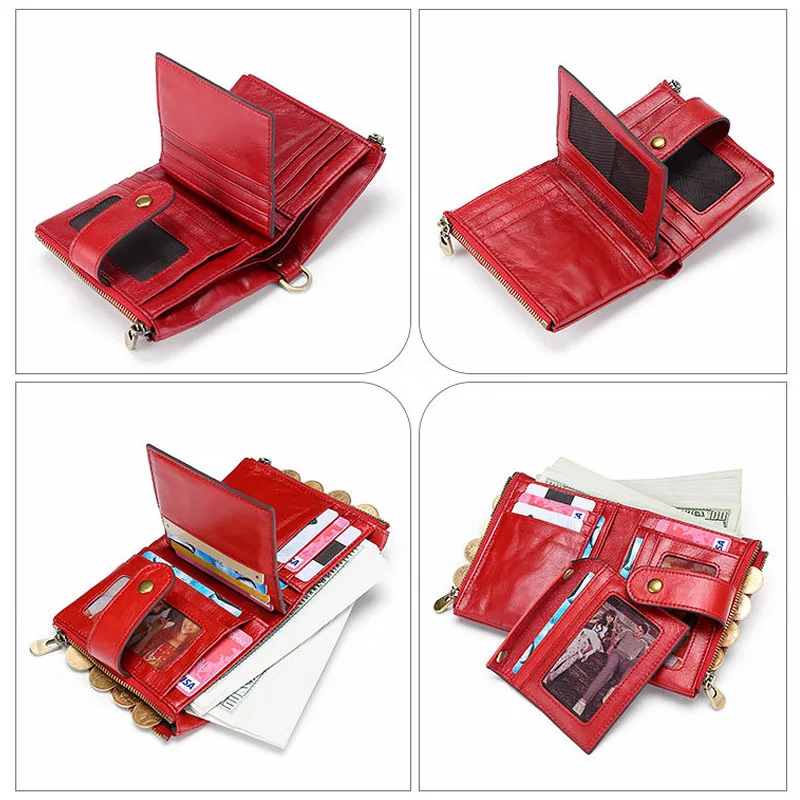 Новинка 2019 Rfid 100% натуральная кожа Женский кошелек женский Portomonee для монет