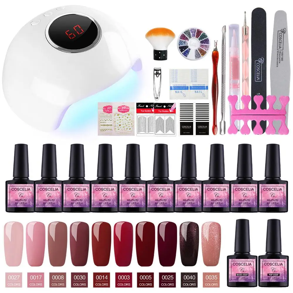 

COSCELIA 20PCS Gel Nail Polish Set With 54/36W Lamp Manicure Set Tools For Manicure Set For Gel Varnish 8ML Gel Polish Set