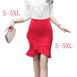 5XL пикантные офисные женские юбки весна до колена Юбки-карандаши женская модель 2016 г., Большие размеры Повседневное Формальные шаг ПР