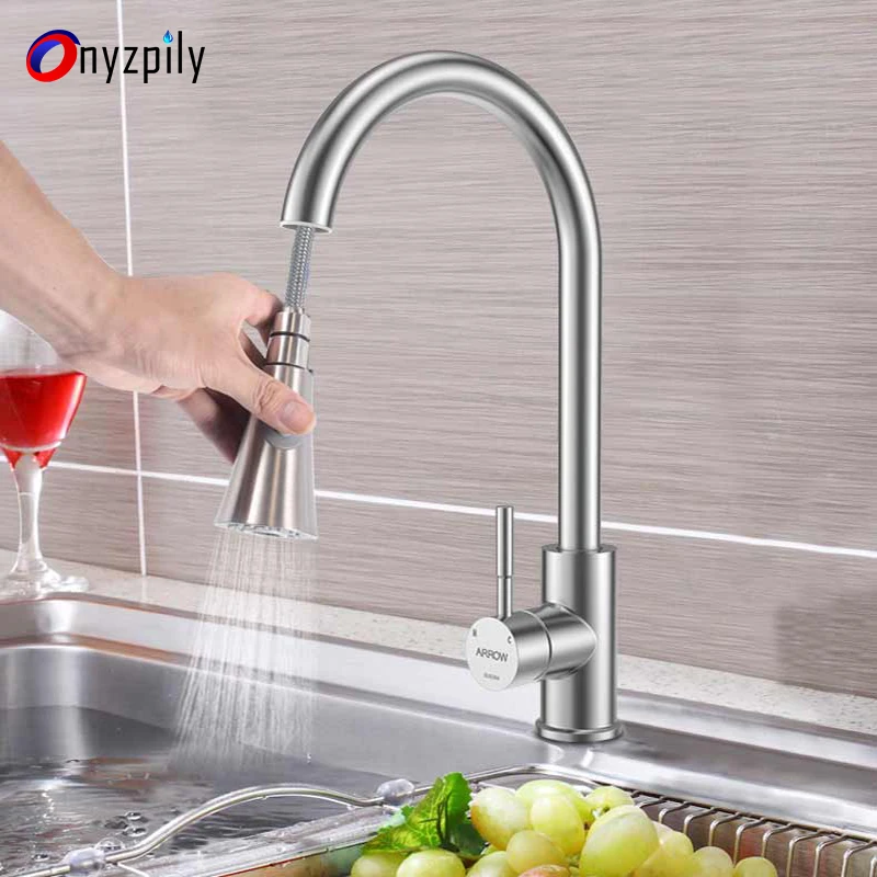 

Chrome Finish Pull Out Sprayer Head Kitchen Sink Faucet Single Handle Hot&Cold Mixer Taps Kitchen Faucet Taps torneira cozinha
