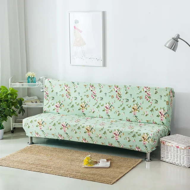 Us 31 54 Folding Sofa Covers Elastic No Handrail Printed Rose For Livingroom Couch Sofas Bed V20 In Cover