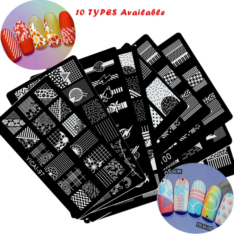 

New Available Tropical Lace Flower Fruit Strap Heart Animal Pattern Template Cute Nail Stamping Plates Stencil Nails Tool