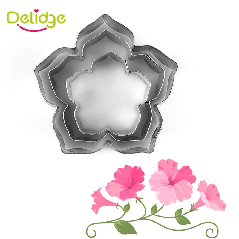 

Delidge 3-4 pcs/lot Beautiful Flower Cake Mold Stainless Steel Petunia Carnations Cosmos Cookie Cutter Fondant Cake Decoration