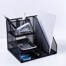 Домашний Рабочий стол офисная папка Органайзер сортировщик черная металлическая сетка