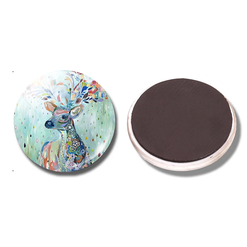 

Reindeer 30MM Fridge Magnet Coloured Drawing Christmas Glass Cabochon Note Holder Magnetic Refrigerator Stickers Home Decoration