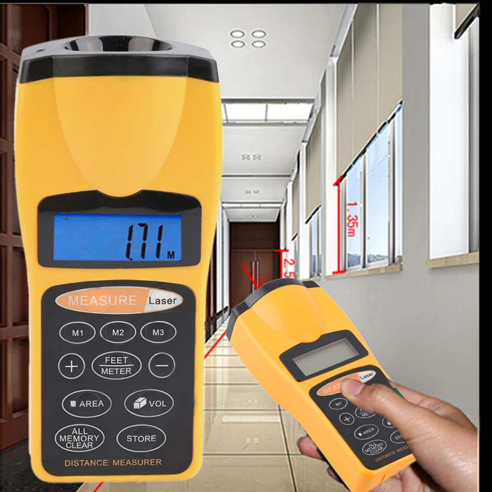

Digital Laser Distance Meter Laser Rangefinder LCD Ultrasonic Measure Laser Point Range Finder 18m Tool Rangefinders Night Light
