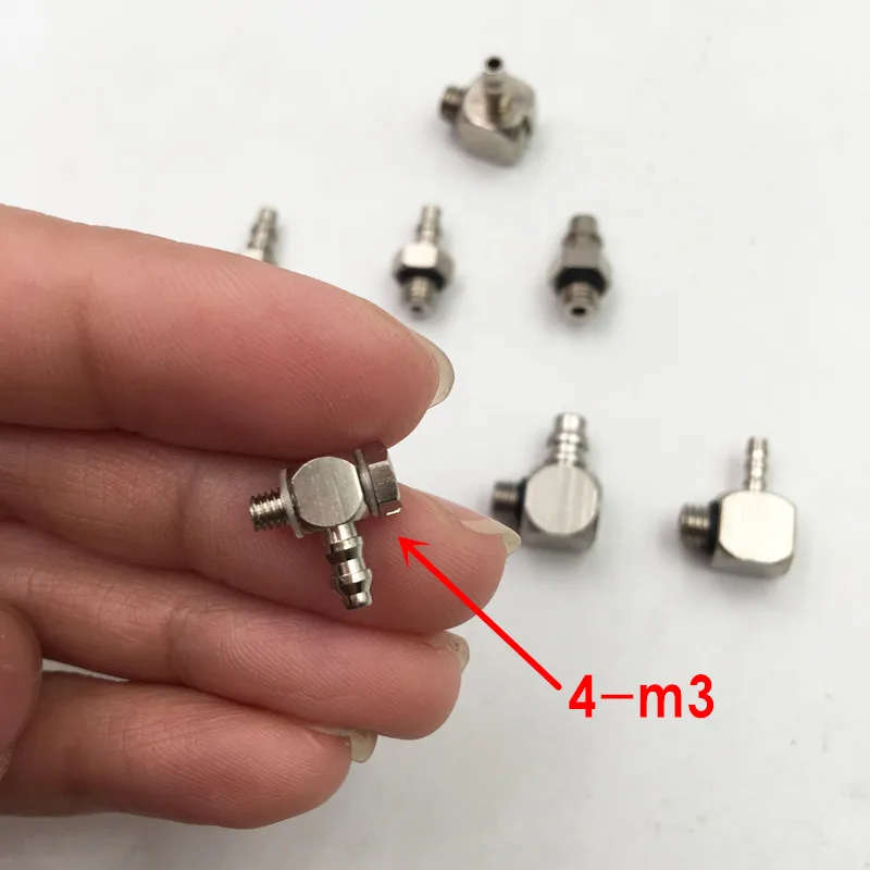 Мини Пневматический фитинг наружная резьба M3 M5 M6-воздушная трубка 3 мм 4 мм 6 мм прямая пневматическая труба локоть мини Barb Разъем T Форма