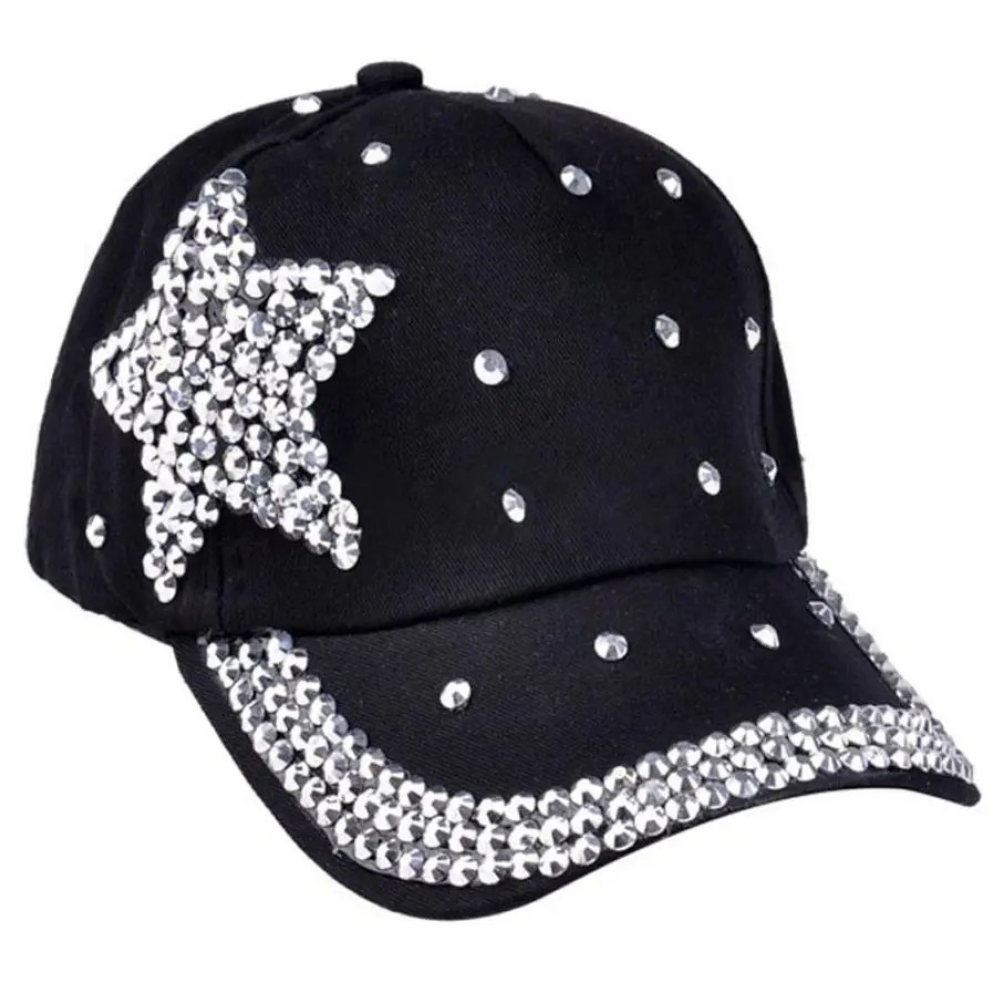 

Children Cap For Girls 2016 Fashion women's hats Baseball Cap Rhinestone Star Shaped Boy Girls Snapback Hat 5 Colors hat