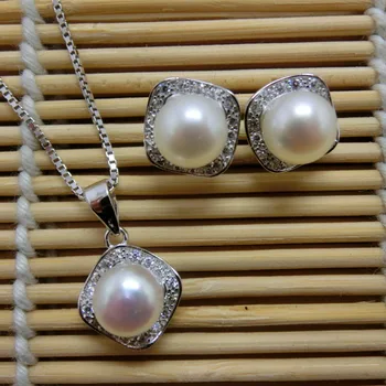 

Pearl Jewelry Sets 100% Guaranteed Real 925 Sterling Silver Jewelry Sets With Freshwater Pearl YH50784