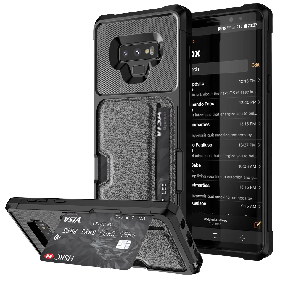 

Case for Galaxy Note 9 S9 Soft TPU Note 9 Back Case Cover with Car Magnet and Credit Card Slots for Samsung Galaxy S9 Plus Shell
