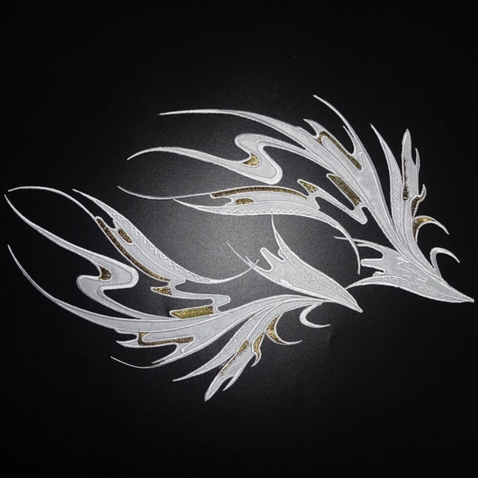 

1Pair/ 2pcs wing patches Iron blue purple white black dancing dress T-shirt Jacket patch embroidery clothing applique accessory