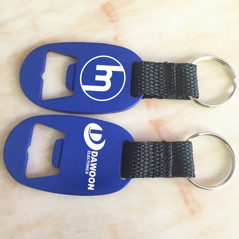 Buy 100pcs Personalized Blue Bottle Opener with Strap