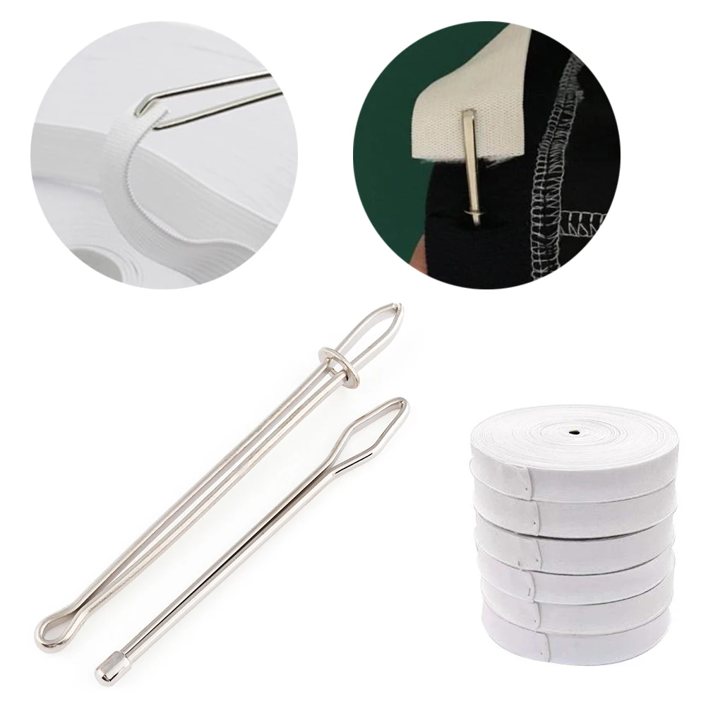 

2Pcs/Set Stainless Steel Cited Clips Elastic Belt Wearing Rope Weaving Tool Bag Wrap Rope Wearing Sewing Accessories