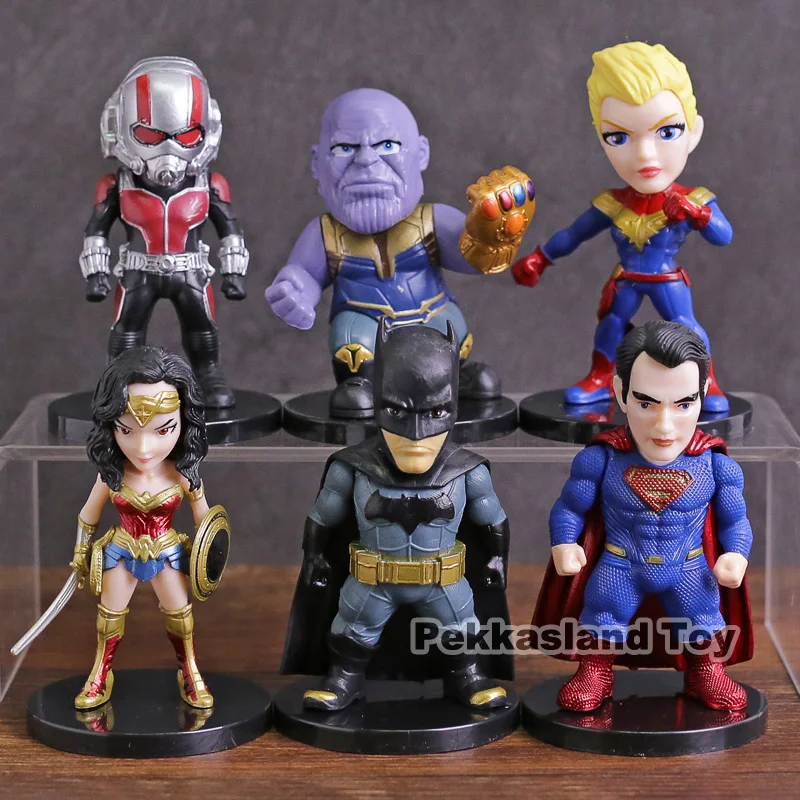 

Marvel DC Super Heroes Ant Man Thanos Superman Batman Wonder Woman Captain Marvel PVC Figures Toys 6pcs/set