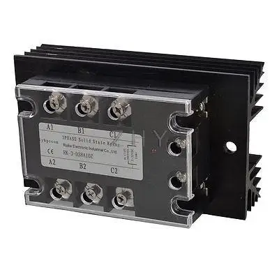 

Control DC 5-32V Load AC 380V 10A 3 Phase SSR Solid State Relay + Heat Sink