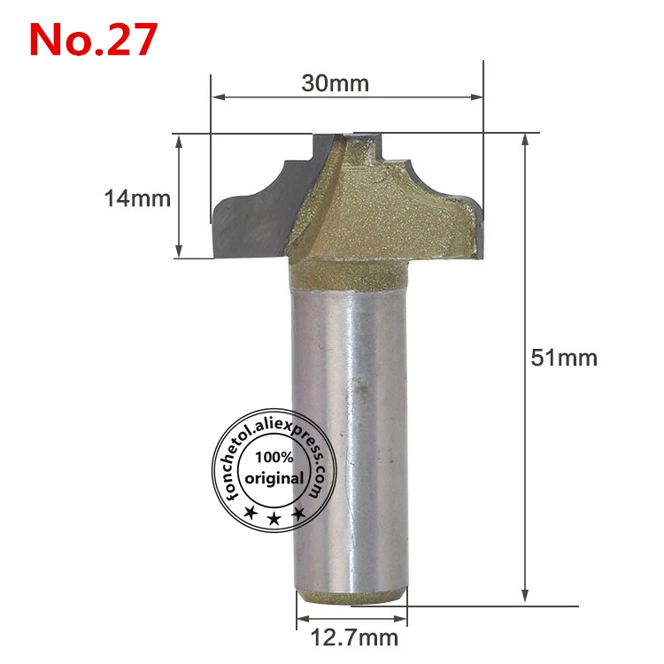 12.7mm Shank-1PCS,cnc solid carbide engraving woodworking router bit,trimmer wood milling cutter,Cabinet door lace knife - Длина режущей кромки: No.27