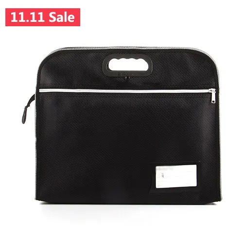 

Black portable file bag A4 data storage bag zipper briefcase canvas multi layer business bag file bag