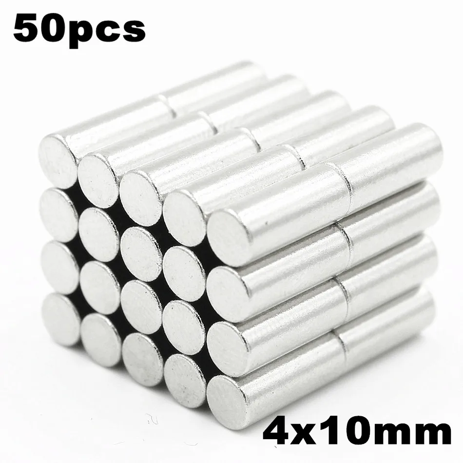 50pcs N35 Super Strong Disc Magnets 4mm x 10mm Rare Earth Neodymium Magnets