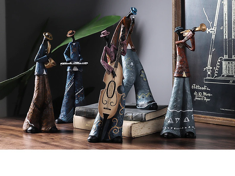 Американская группа характер украшения винный шкаф безделушки Кофейня музыкальный инструмент модель скандинавские ремесла для дома