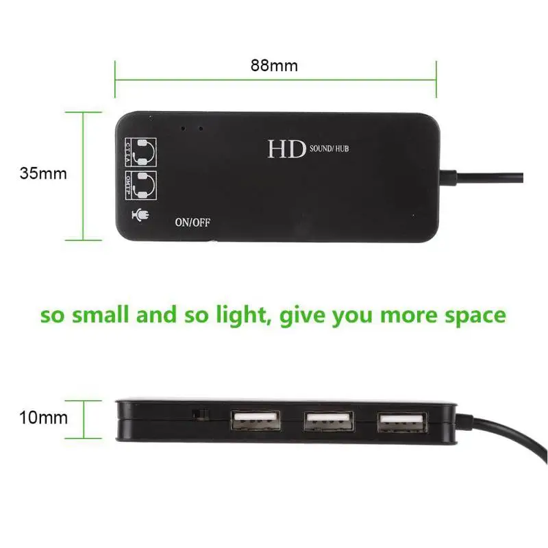 Многофункциональный usb-хаб+ энтернал стерео звуковая карта адаптер с 3 портами USB 2,0 2 микрофона Разъем 3,5 мм наушники аудио AUX