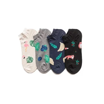 

Womens Summer Cartoon Thin Boat Socks Creative cute fruit animal fox flamingo socks casual funny happy socks Harajuku Tide socks