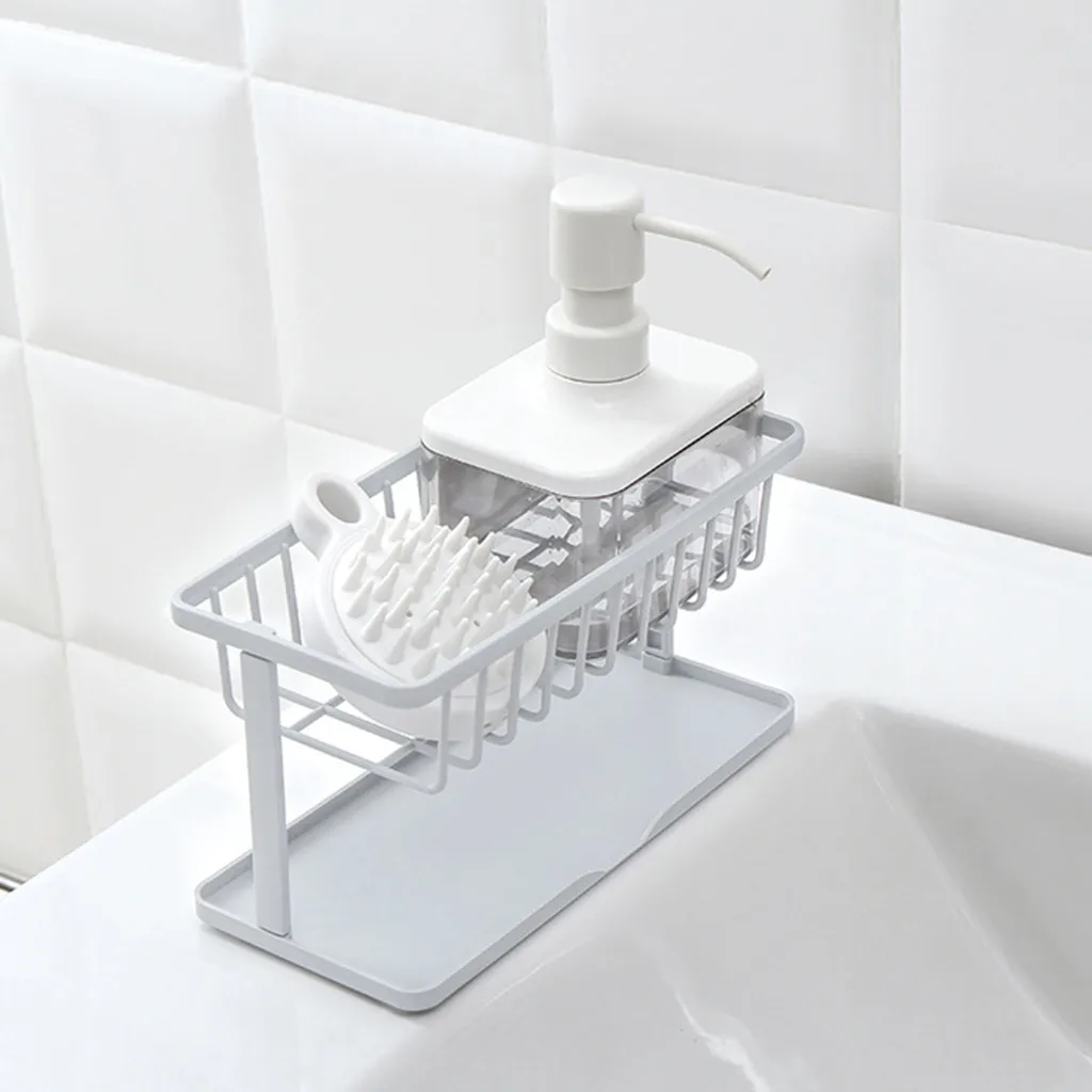 Dish Drainer Sink Sponge Holder Etagere Hooks On The Wall Corner Organizer Bathroom Caddy Shelf Kitchen Storage Rack Holder