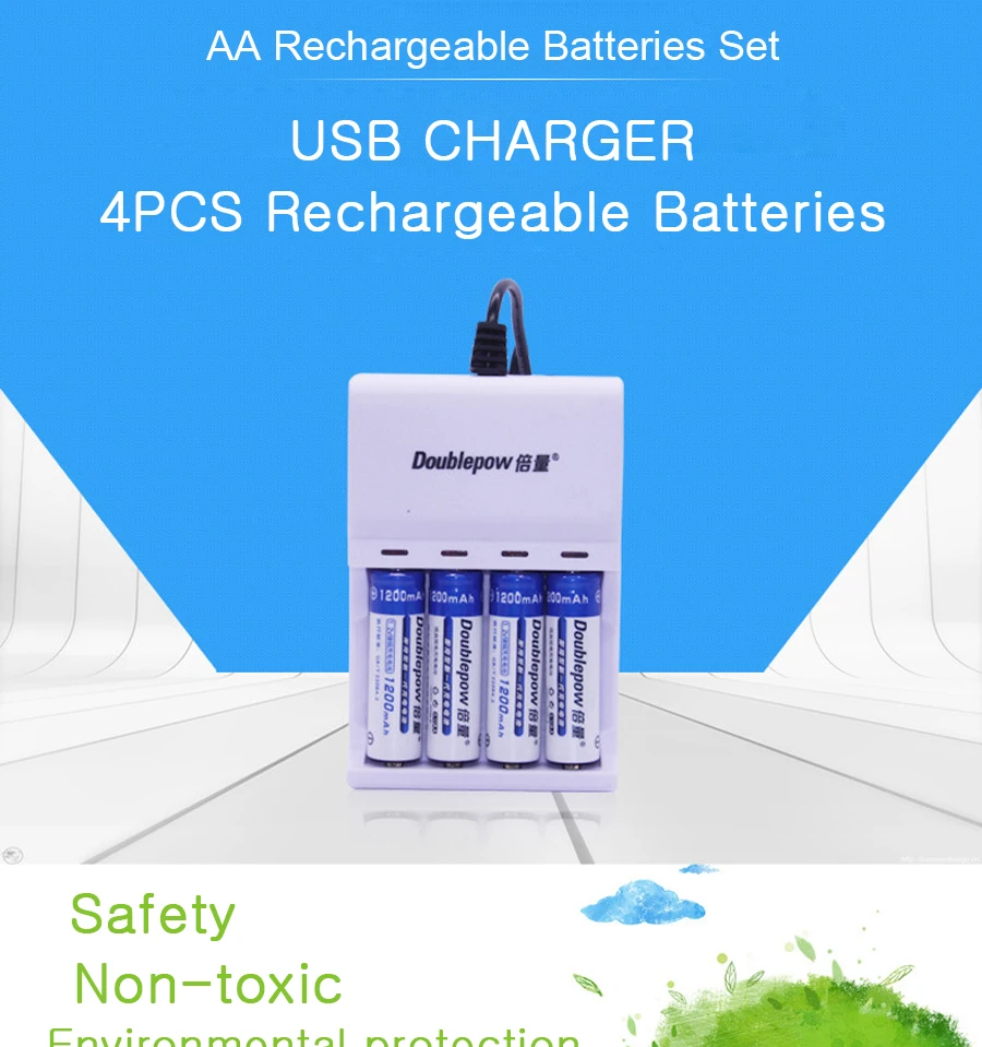 AA Ni-MH аккумуляторы+ 4 слота USB зарядное устройство для AA/AAA батареи; 800mAh 1200mAh 2A 5# батарея+ портативный батарейный блок