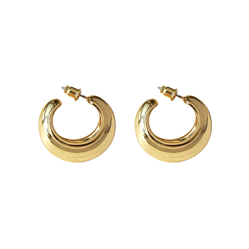 Peri'sBox шикарные маленькие открытые серьги-кольца золотого цвета для женщин, массивные геометрические серьги, минималистичные серьги из металла и латуни