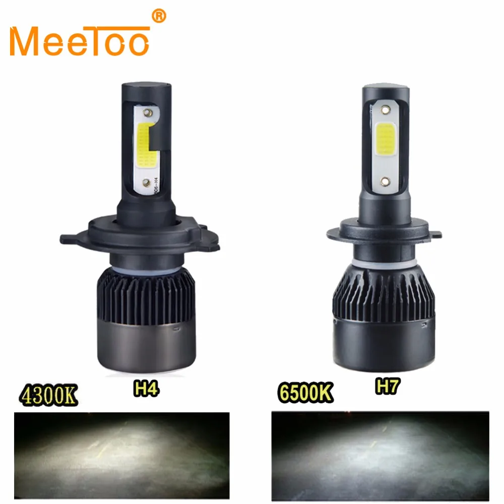 

MeeToo H7 Led H4 Auto Headlight 4300K H1 H11 LED Car Bulb 9005 9006 72W 8000LM Automobile Headlights HB4 HB3 Led Light 12V 6500K