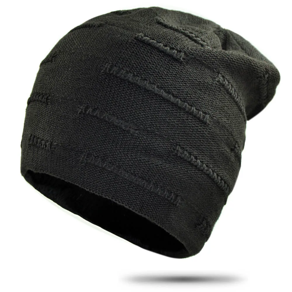 Hip Hop Beanies for Men Simple Solid Knitted Winter Hat Women Thick
