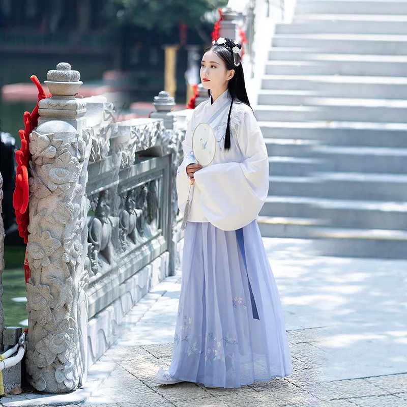 As Picture Белый танцевальный костюм Hanfu для женщин Fariy Rave одежда Этническая древняя династия Хань одежда косплей костюм Hanfu костюмы BL1239 - Цвет: As Picture