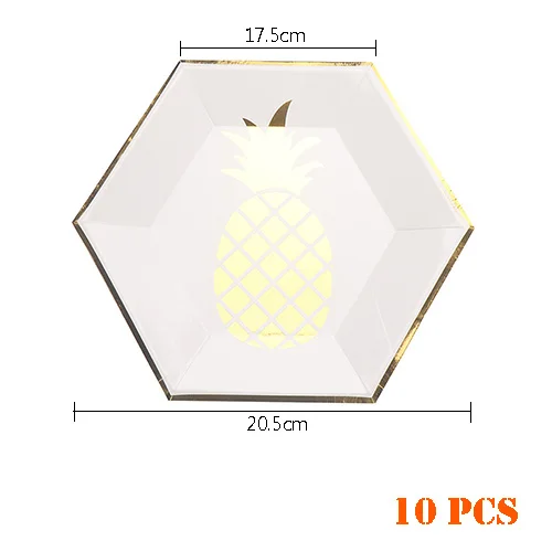 RiscaWin, Золотая фольга, ананас, одноразовые столовые приборы, бумажные тарелки для вечеринки/чашки для свадьбы, дня рождения, вечеринки, украшения, вечерние принадлежности для взрослых - Цвет: 7inch Gold Pineapple
