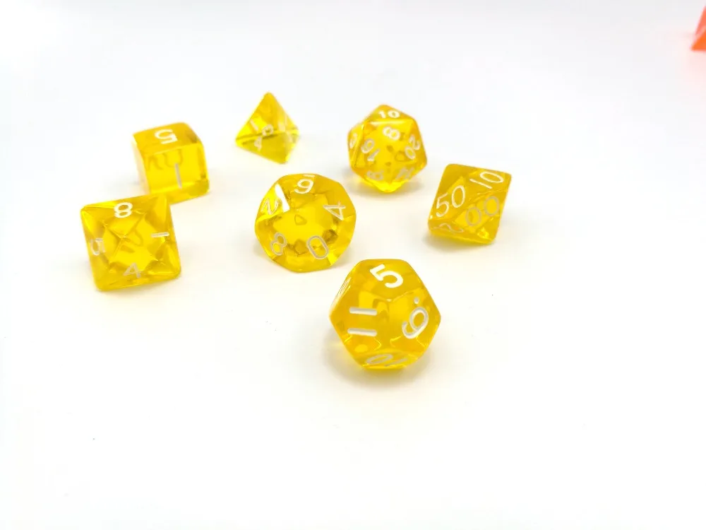 7 шт./компл. игра в кости D4 d6 d8 d10 % d12 d20 желтый цвет многосторонний эффект
