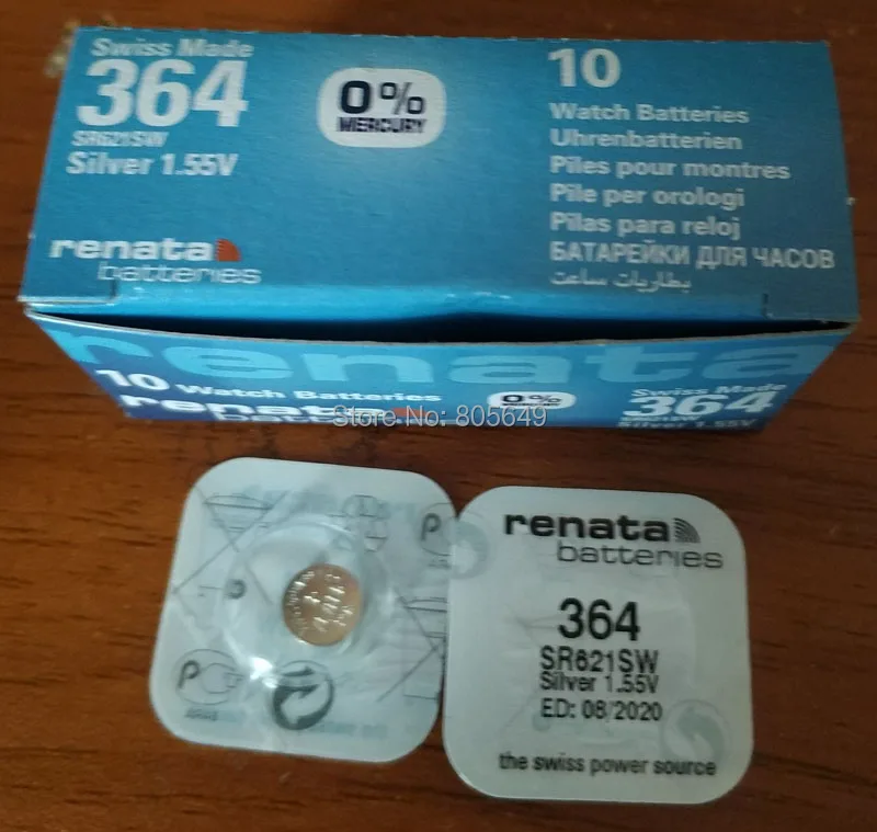 10xrenata Серебряный оксид часы батарея 364 SR621SW 621 1 55 V 100% оригинальный бренд renata