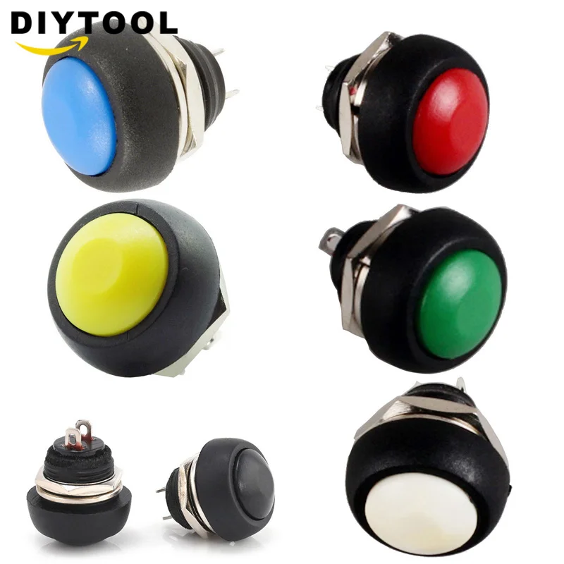 

12mm PBS-33B Momentary Push Button Switch 6 Color Momentary pushbutton switches 1A 250V Round Switch waterproof switch