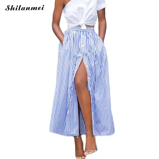 blauw wit gestreepte maxi rok blauw wit gestreepte maxi rok