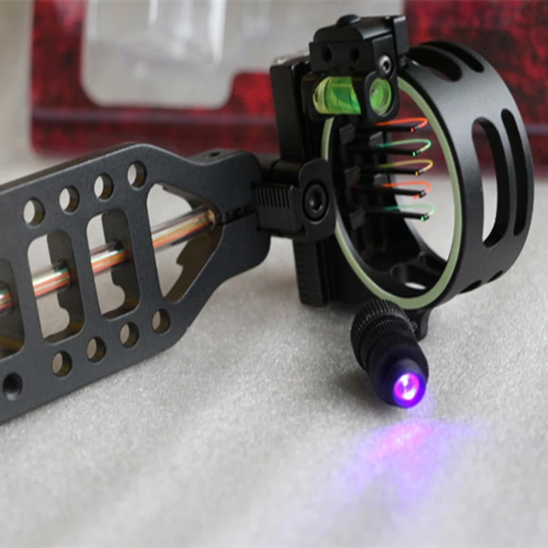 1pcs Archery 5 PIN PSE Bow Sight 0.019'' Fiber Optic LED Sight Black