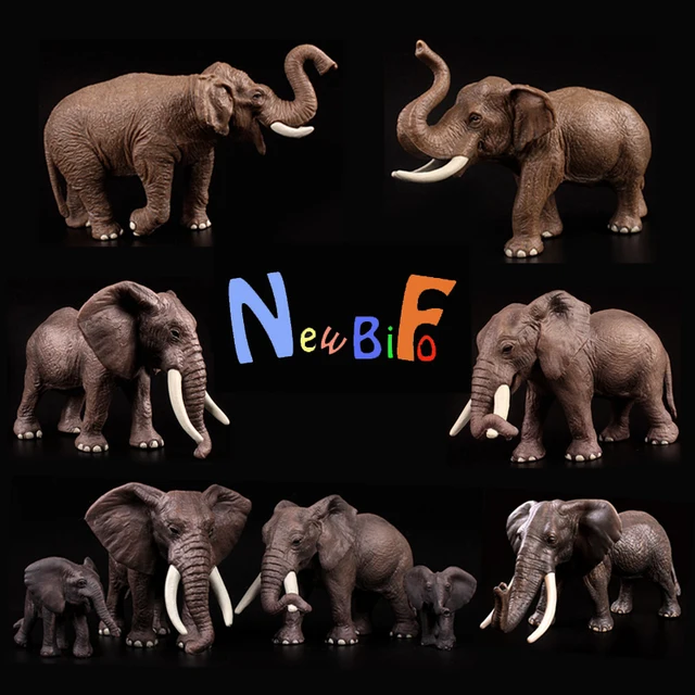 Original wild zoo animal figures african asian elephants family sets