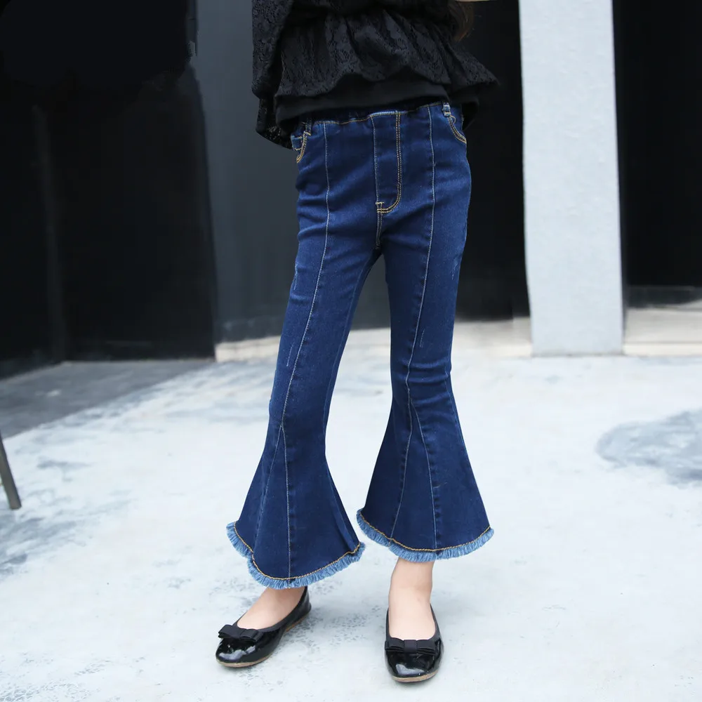 

4 5 6 7 8 9 10 11 12 13 Years Girls Flare Blue Jeans Autumn Long Denim Pants Teenager Girls Fashion Kids Teens Clothes