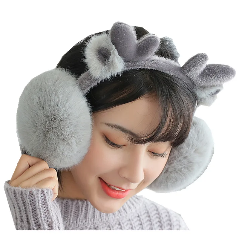 New Fashion Cute Deer Design Plush Earmuffs Comfortable Warm Big