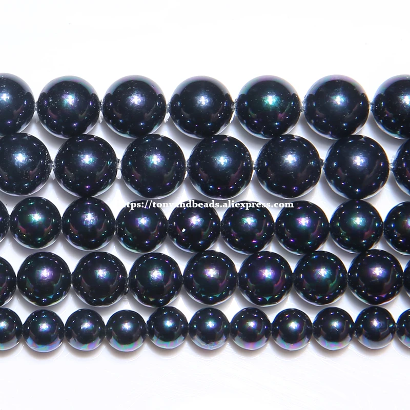 

Free Shipping Color Plated Black Australian South Sea Pearl Powder Round Loose Beads 6 8 10 12MM Pick Size for Jewelry Making