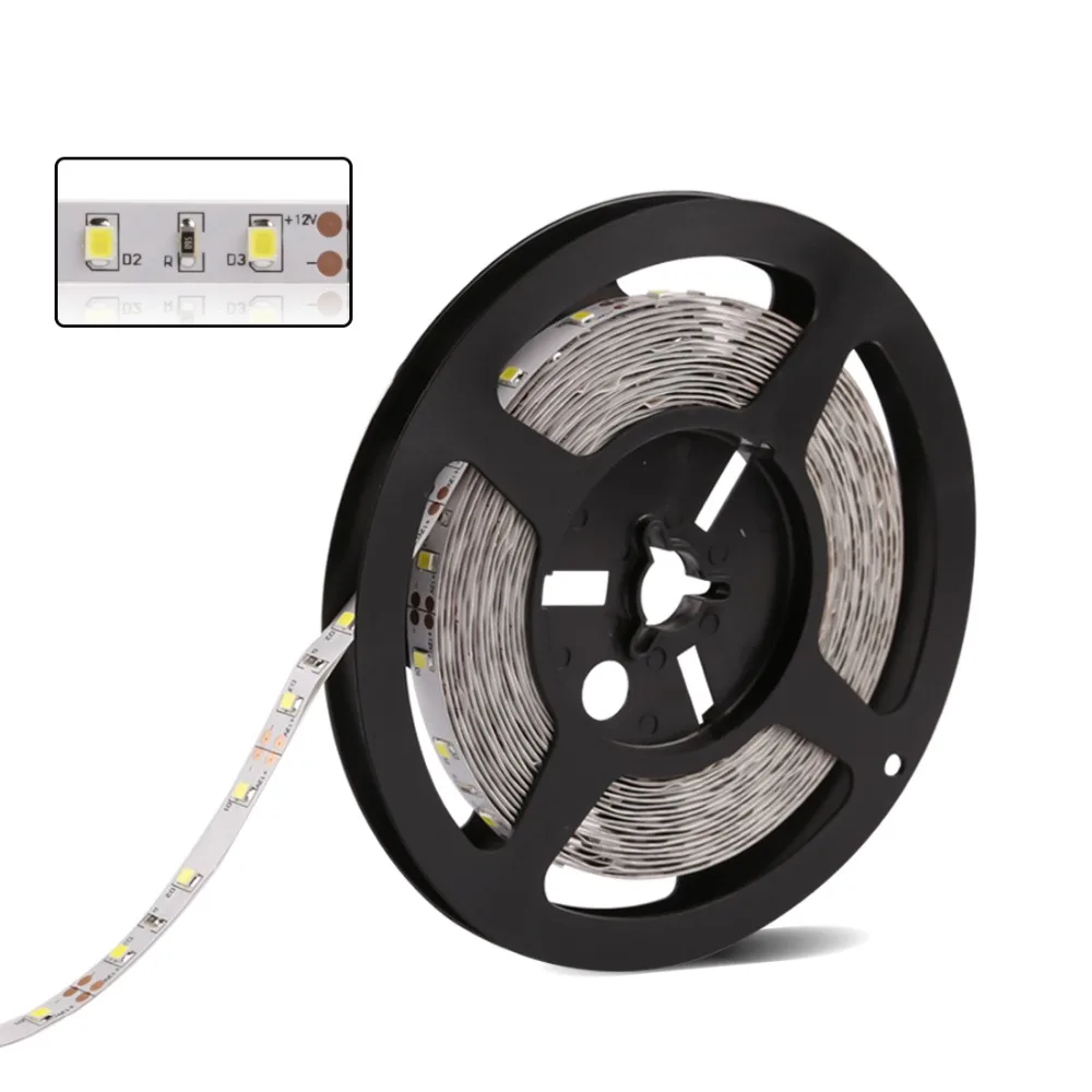 

IP20 Narrow side 5mm LED Strip Light 2835 SMD flexible diode tape lamp White PCB 60leds/m DC12V tiras led ribbon