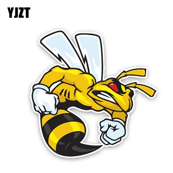 

YJZT 14.2CM14.3CM Lovely Angry Cartoon Hornets Colored PVC High Quality Car Sticker Decoration Graphic C1-5148