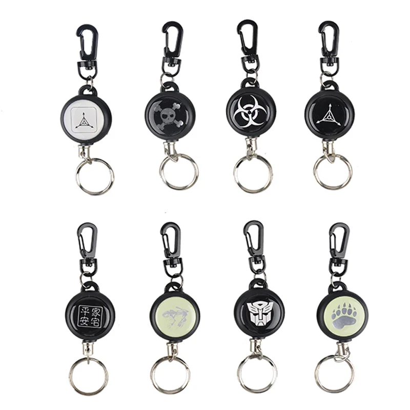 

New EDC Outdoor Camping Steel Rope Burglar Keychain Stalker Soft Shell Tactical Retractable Key Chain Key Return Keyring 2503045