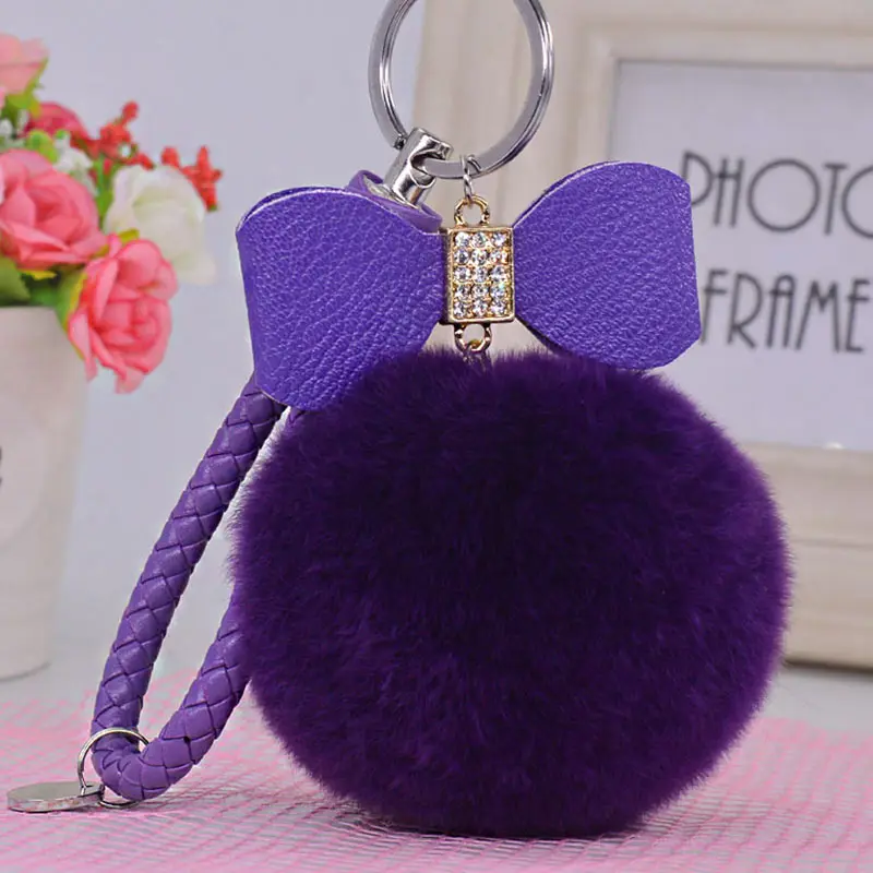 8cm Women Fur Ball key chains Bag Pendant Fur Pom Pon keychain Plush