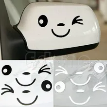 2Pcs Smile Face Design 3D Decoration Decal Sticker For Car Side Mirror Rearview