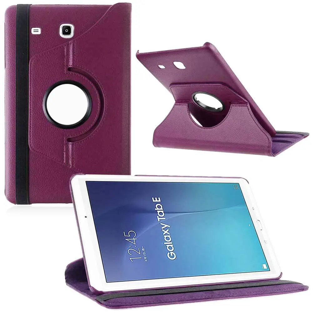 

360 degree Rotating PU Leather Case Smart For 9.6 Galaxy Tab E T560 Purple