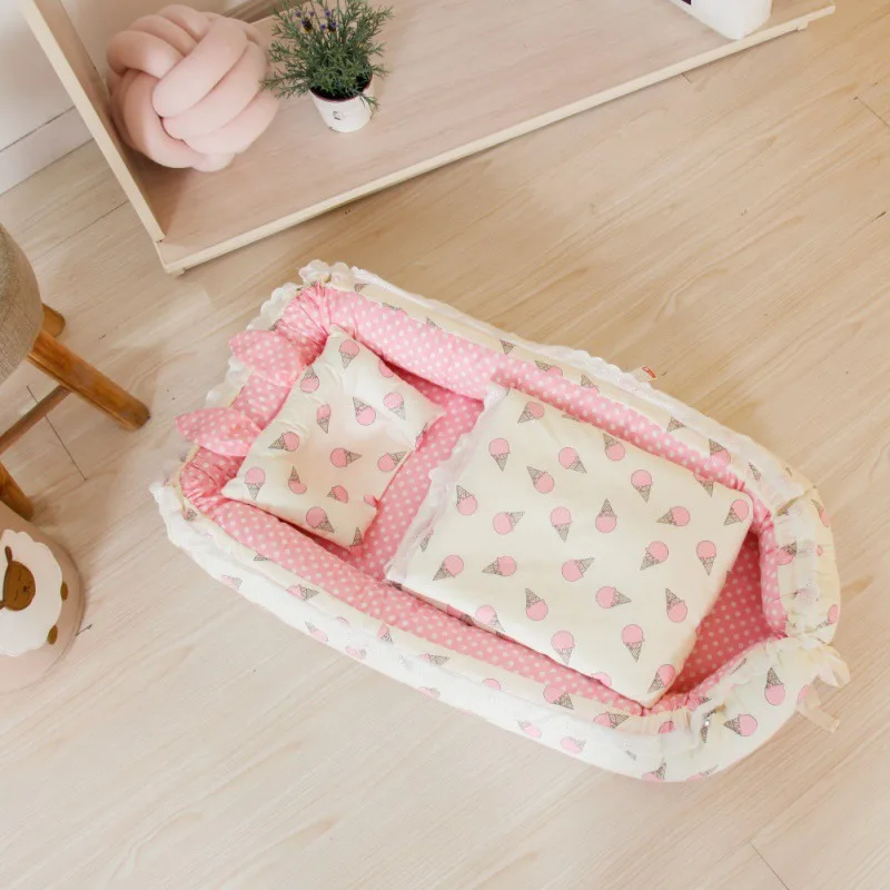 Детское постельное белье модный портативный детский матрас для новорожденных кроватки дышащее и спящее гнездо с подушкой